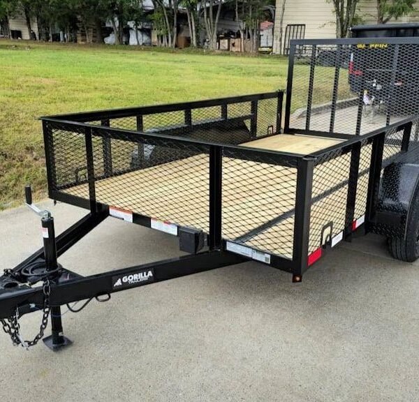 7′ X 12′ Straight Deck Utility Trailer 2ft Mesh Sides Double Axle 7K GVWR