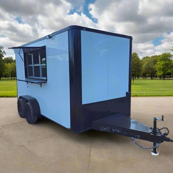 7' X 14' White W/ Blackout Concession Trailer Event Catering