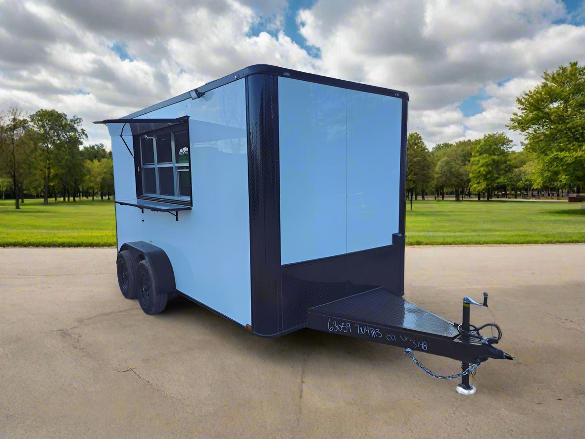 20250326_145125.jpg 7' X 14' White W/ Blackout Concession Trailer Event Catering - Image 1
