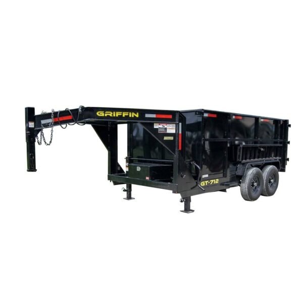 7x12 Gooseneck Hydraulic Dump Trailer with 4ft Side (2) 6K Axles