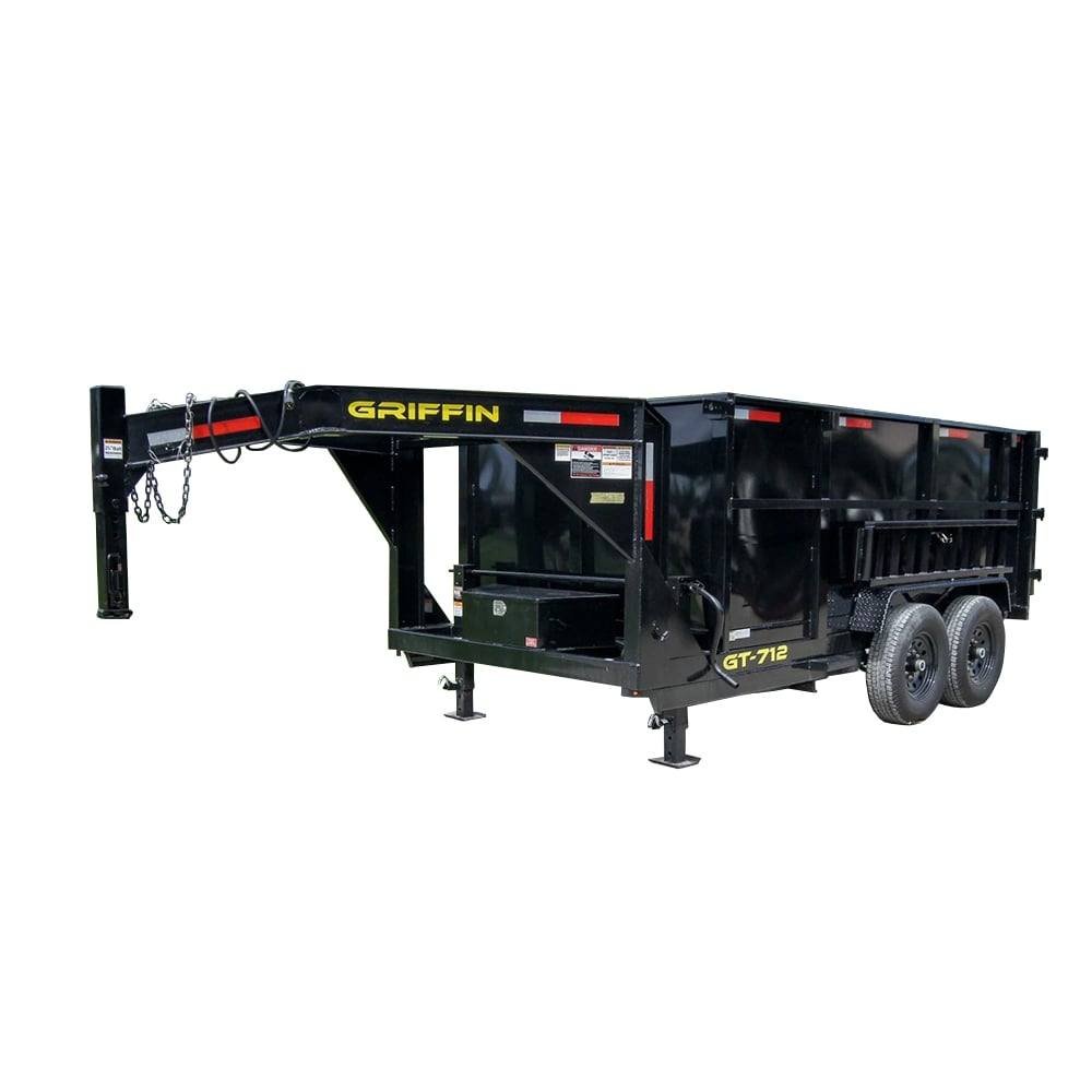 7x12x4_chubbs_gn.jpg 7x12 Gooseneck Hydraulic Dump Trailer with 4ft Side (2) 6K Axles - Image 1