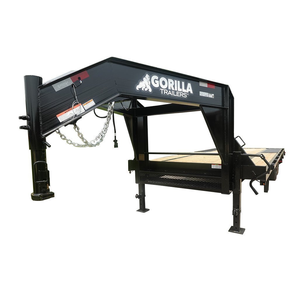 8.5_X_30_Gooseneck_Deckover.jpg 8.5×30 IBeam Gooseneck Deckover Trailer (2) 7K Axles King Kong Ramps 14K GVWR - Image 1