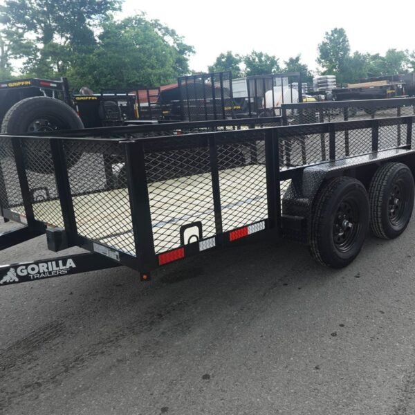 7×14 Tandem Utility Trailer (2) 5200lb Axles w/ Rear Brakes 2FT Mesh Sides Dovetail