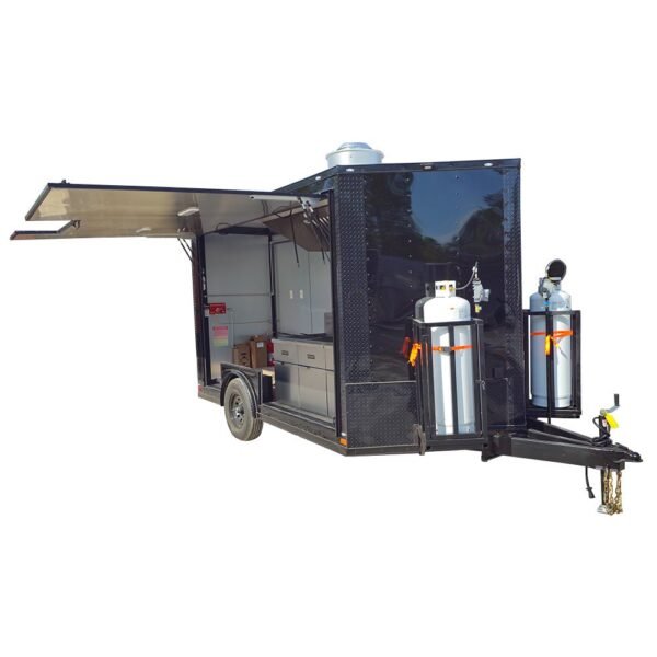 8.5' X 12' Black With Blackout Concession Trailer Food Event Outdoor Cooking