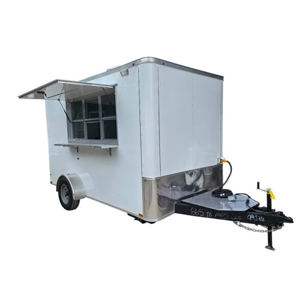 7' x 12' White Custom Flat Front Concession Trailer