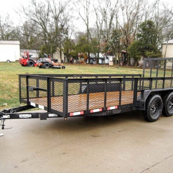 6.4×16 Straight Deck Utility Trailer with 2ft Mesh Sides Tall Gate