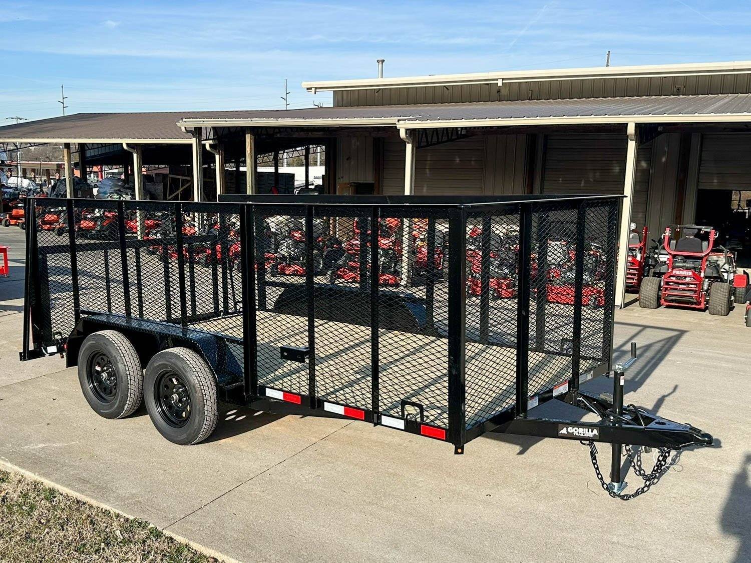 img_8436-1.jpg 7×14 Powder Coated Dovetail Utility Trailer 4ft Mesh Sides (2) 3,500lb Axles - Image 1