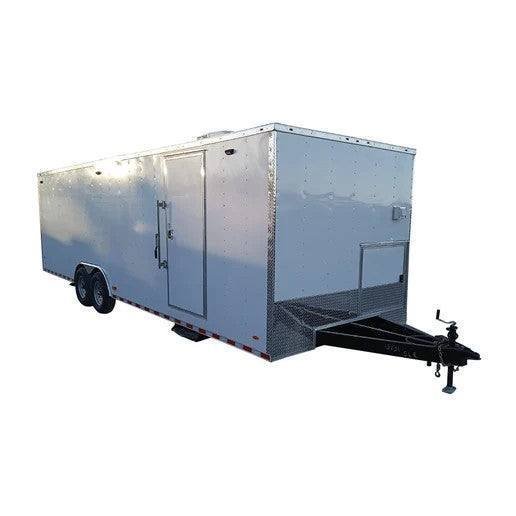 8.5′ x 28′ White Flat Nose Custom Enclosed Trailer