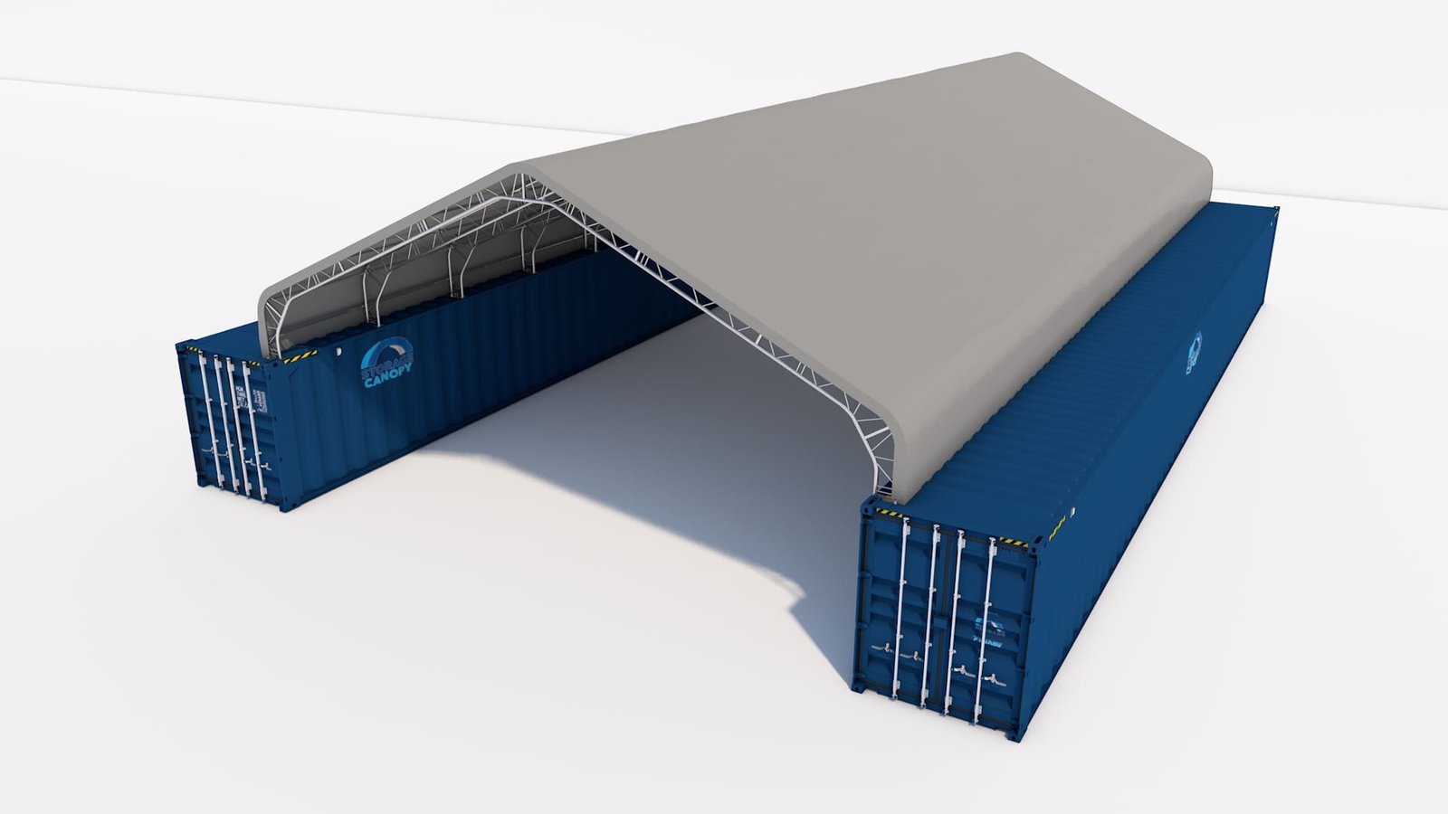 DTPK-40_80-top-persp-right.jpg Container Shelters <br> 60W-80L-15H (ft) <br> Double Truss - Image 1
